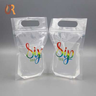 Zipper pouch and Reusable Clear Drinking Beverage Bag/Transparent Plastic Bag for Cocktail juice drink